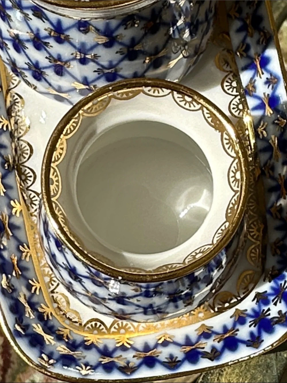 LOMONOSOV PORCELAIN SET, 4USSR, ST, ST. PETERSBURG Blue and White